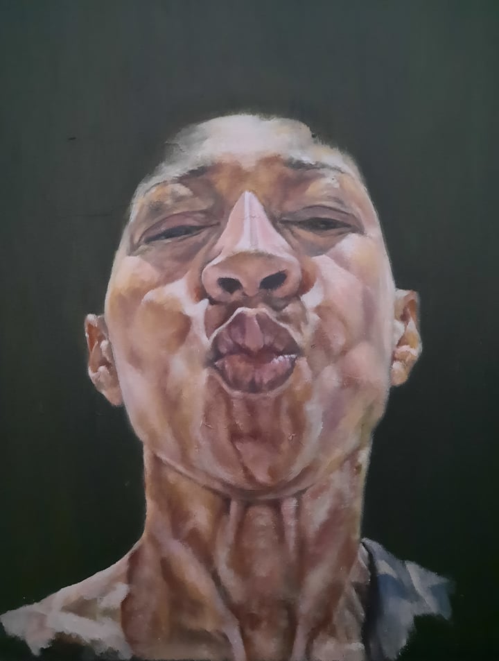 Original 0il Portrait, Green — "Self-Love Deficit" · 40 × 50 cm by Marcia Patterson