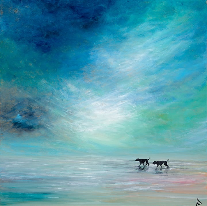 Original canvas print Landscape/skyscape, Blue — "Escape" · 43 × 43 cm by Ruth Scott