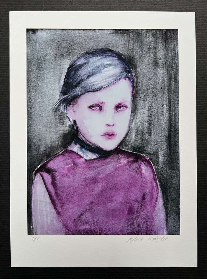 Original giclee archival print Portrait, Black — "You should know by now Limited Edition Print" · 25 × 35 cm by Sylvia Batyc…