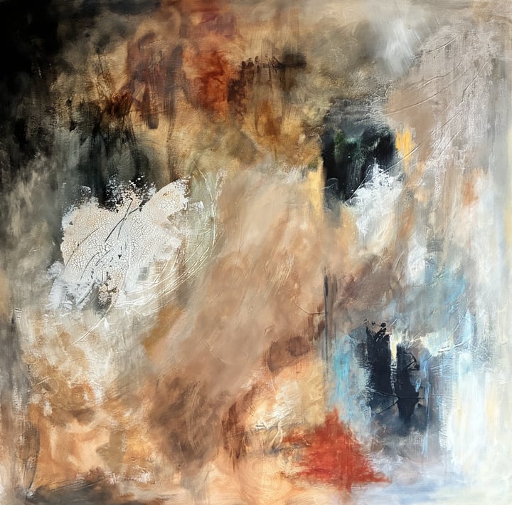 Original acrylic on canvas colour, Orange — "Ember" · 100 × 100 cm by Suzanne Halliwell
