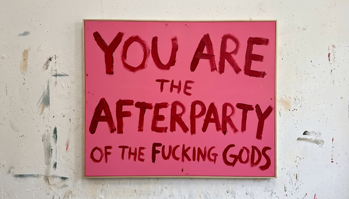 Original archival print with acrylic and lipstick pigment Landscape, Pink — "You Are the Afterparty of the Fucking Gods" · 1…