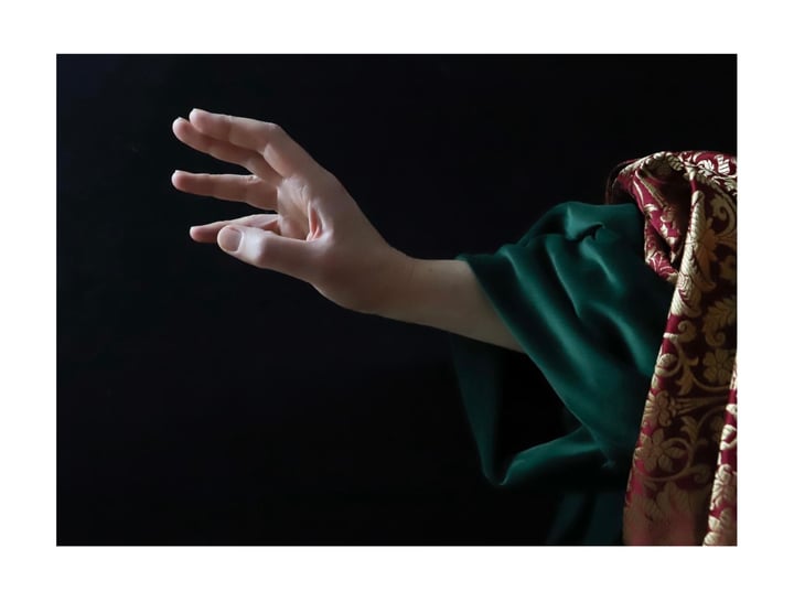 Original photography Figurative, hands, Green — "Fragments #3" · 35 × 26.7 cm by Tracy Goldfinch Elson