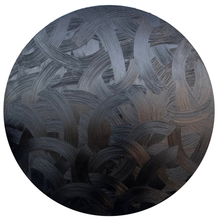 Original oil Abstract, Black — "Interweaving" · 80 × 80 cm by Iva Urban
