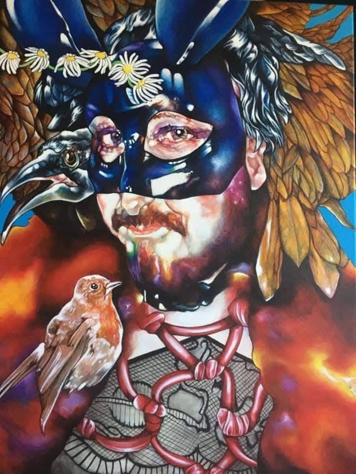 Original acrylic Portrait, Multi-Colour — "Lapinus" · 60 × 80 cm by Tracy Watt