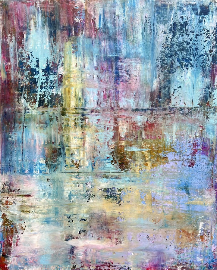Original acrylic abstract — "IMAGINING MY FUTURE" · 80 × 100 cm by Monica Maja Richardson