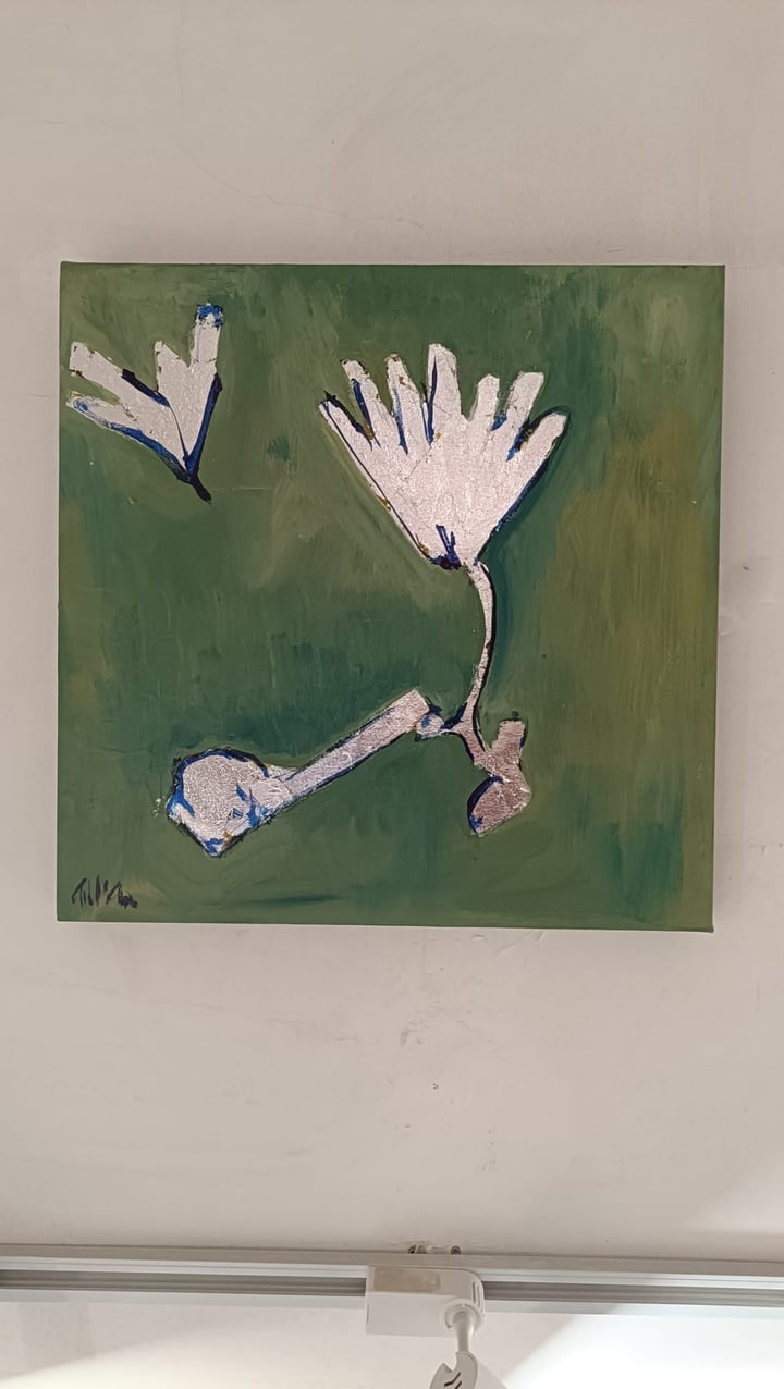 Original mista con foglia d'argento paesaggio, Pastel — "Forma argento" · 45 × 45 cm by Alessandra D'Aniello