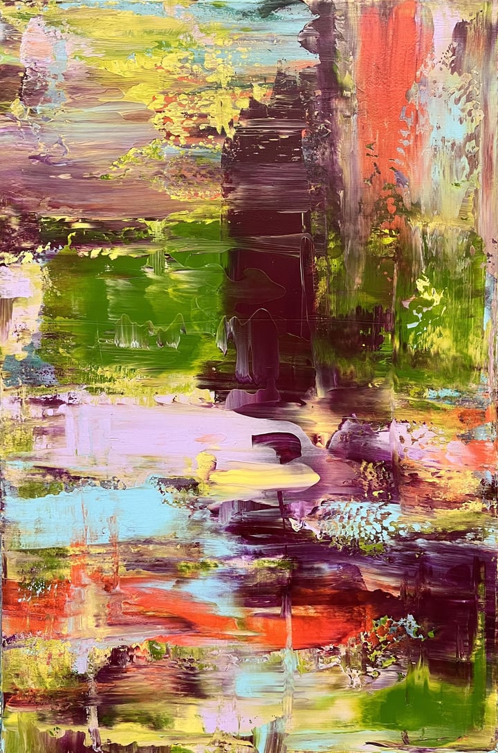 Original acrylic abstract — "SHINE" · 61 × 91 cm by Monica Maja Richardson