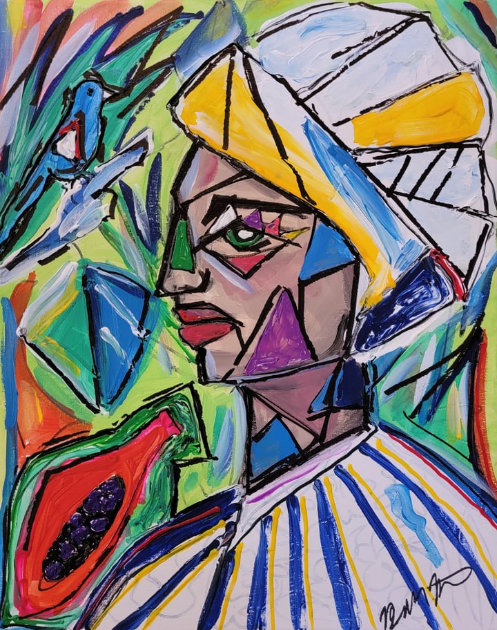 Original acrylic Latin America, Green — "Tocororo" · 2.8 × — cm by Bianca Castillo-Neill