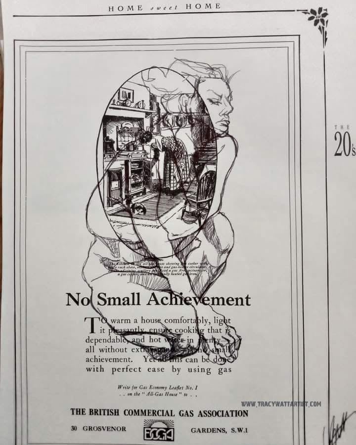 Original pen Female nude, Achromatic — "No Small Achievement" · 22 × 30 cm by Tracy Watt