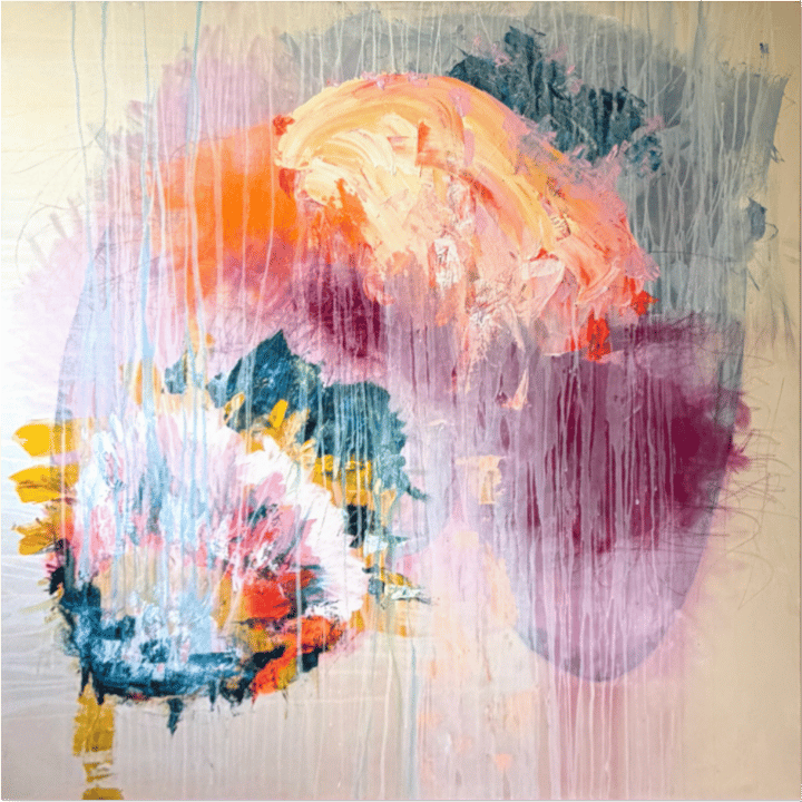 Original acryl, ölpastelle, pigmente Abstrakt, Multi-Colour — "SUMMER UNPLUGGED" · 120 × 120 cm by Nina Kipper