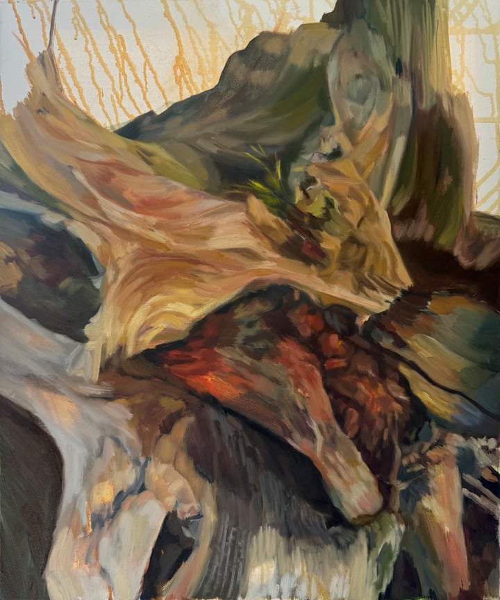 Original oil on canvas Abstract/ Figurative — "Those Long Childhood Afternoons You Knew That Vanished So Completely" · 51 ×…