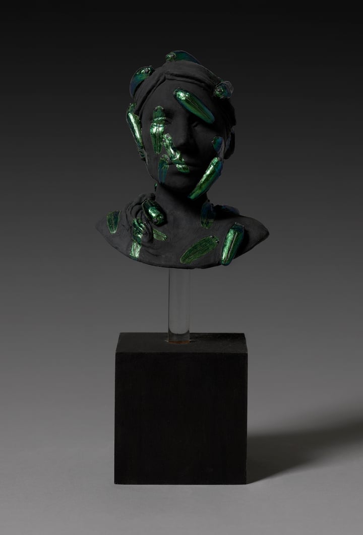 Original porcelain with enamel insect, Black — "Untitled" · 10.9 × 13.5 cm by Leigh craven