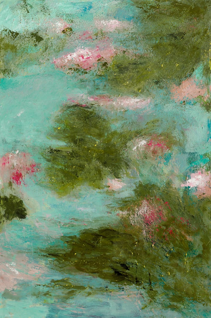 Original acrylic BOTANICAL, Blue — "Fleeting" · 100 × 150 cm by Colette Moscati