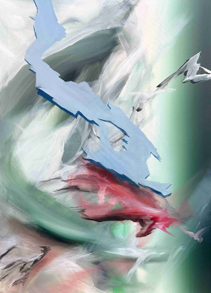 Original paintings Landscape, floral, Green — "Next Level 26-25252" · 100 × 140 cm by Brigitte Puschmann
