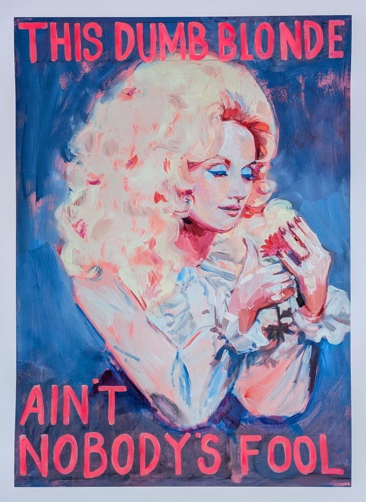 Original giclee print Portrait, Pink — "Dolly Parton Giclee Print" · 594 × 841 cm by Faye Allison