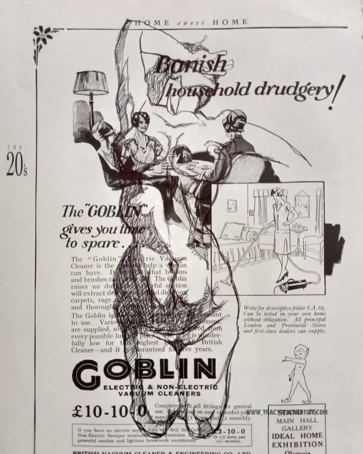 Original pen Female nude, Achromatic — "Banish Household Drudgery" · 22 × 30 cm by Tracy Watt