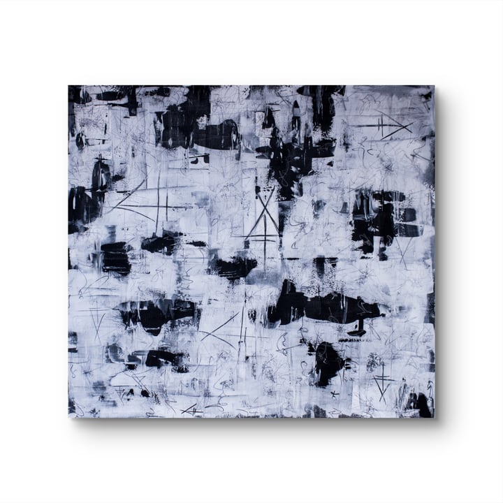 Original acrilico su tela Astratto, Black — "Chaos" · 110 × 100 cm by Blacksy - Simona Carbone