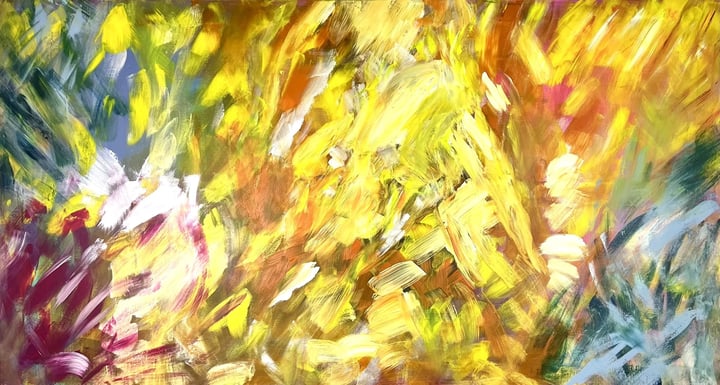 Original acrylic abstract — "JOAN" · 185 × 100 cm by Monica Maja Richardson