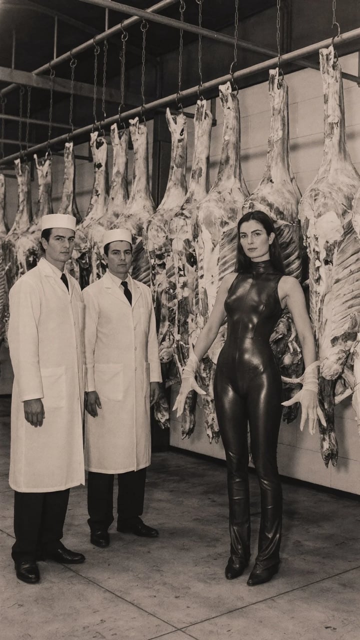 Original digital art, fine art pigment print Self-Portrait, Black — "Meat Locker" · 40.6 × 72.1 cm by Bari Sholom