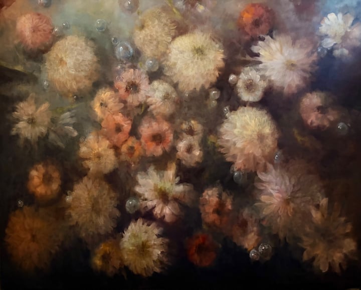 Original oil on canvas Botanical — "Evensong" · 76.2 × 61 cm by Corey Hardeman