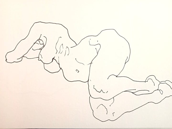 Original pen Female form, Monochrome — "Life Study Sketch #09" · 21 × 14.8 cm by Tracy Watt
