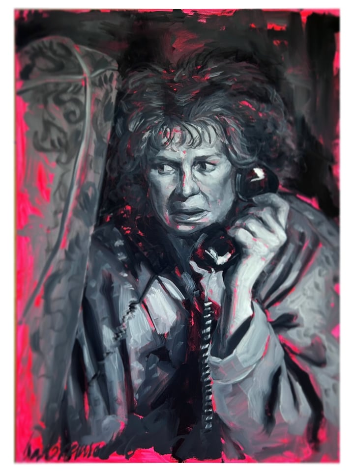 Original oil portrait, film scene, Black — "Requiem for a dream" · 50 × 68.4 cm by Bodine Ester Abramov
