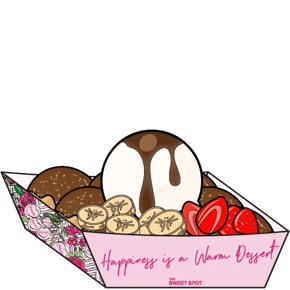 Hazelnut Crazy Puffs with vanilla ice cream, fresh strawberries, bananas, and NUTELLA® sauce.