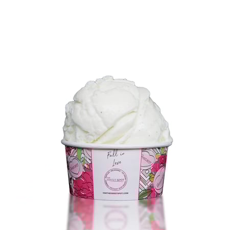 Vanilla ice cream with flecks of real vanilla bean.