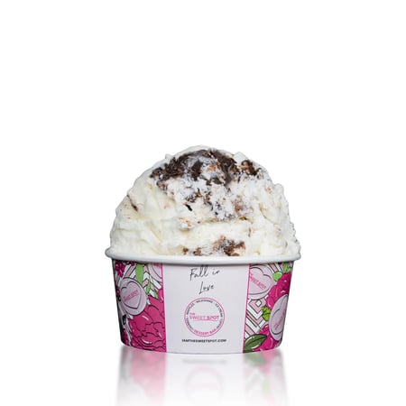 Vanilla ice cream with Moose Tracks fudge and peanut butter cups.