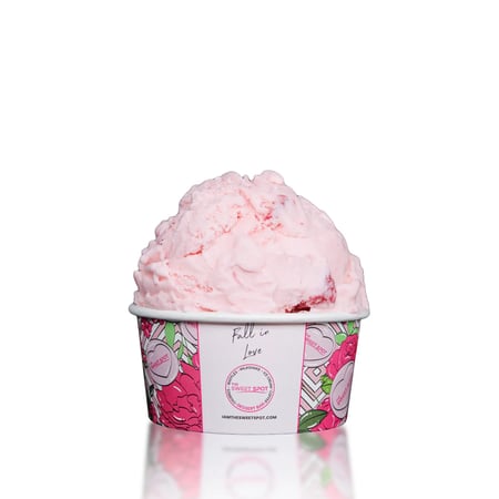Strawberry ice cream with bits of real strawberries.