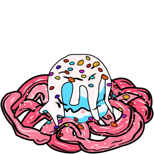 Party Time funnel cake with birthday cake ice cream and Fruity Pebbles®.
