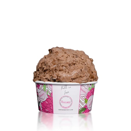 A rich fudge ice cream with chunky brownie pieces.