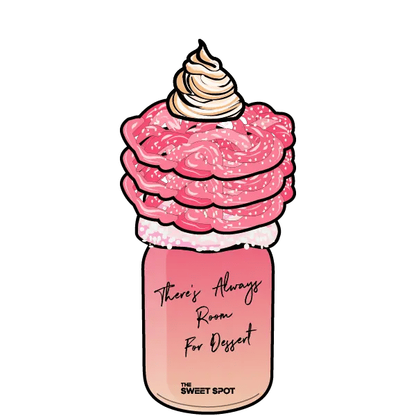 Funnel cake milkshake with powdered sugar and mini cakes