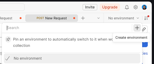 Creating a new environment in Postman
