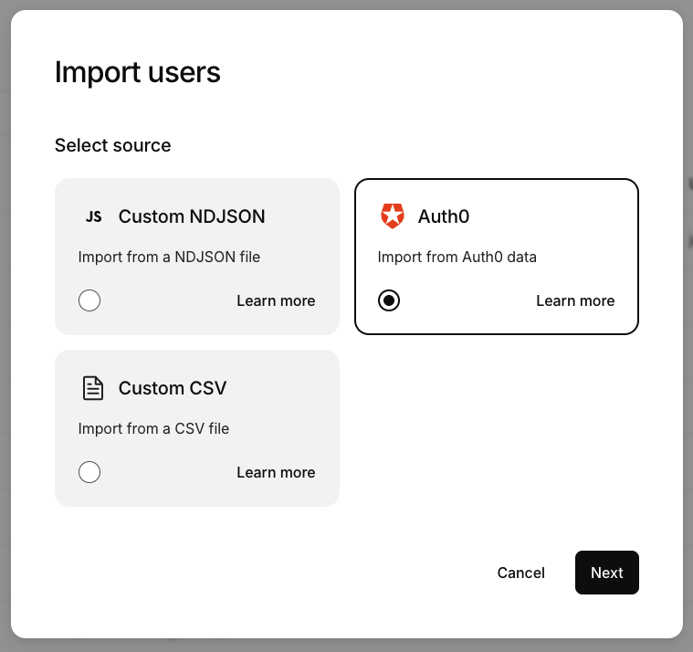 Import from Kinde tool screen shot