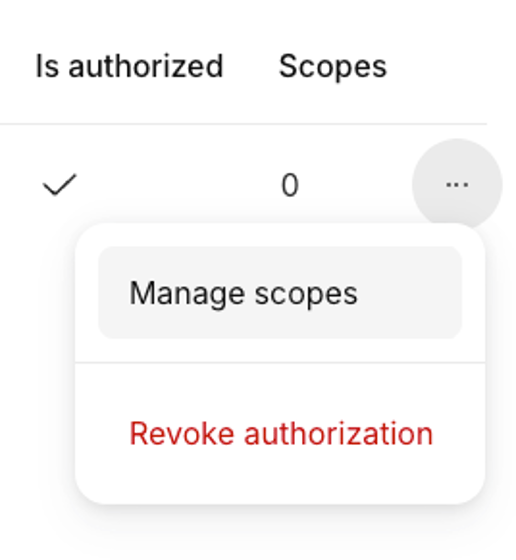 manage scopes menu