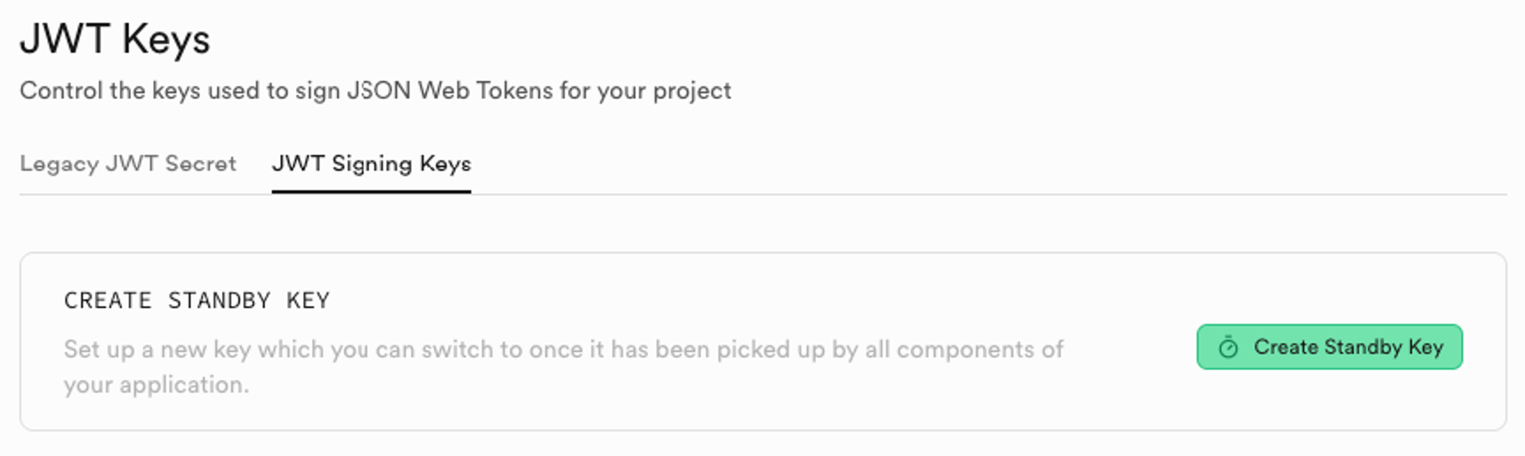 Supabase new JWT standby keys