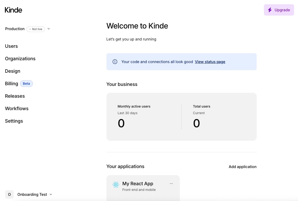 Kinde Dashboard