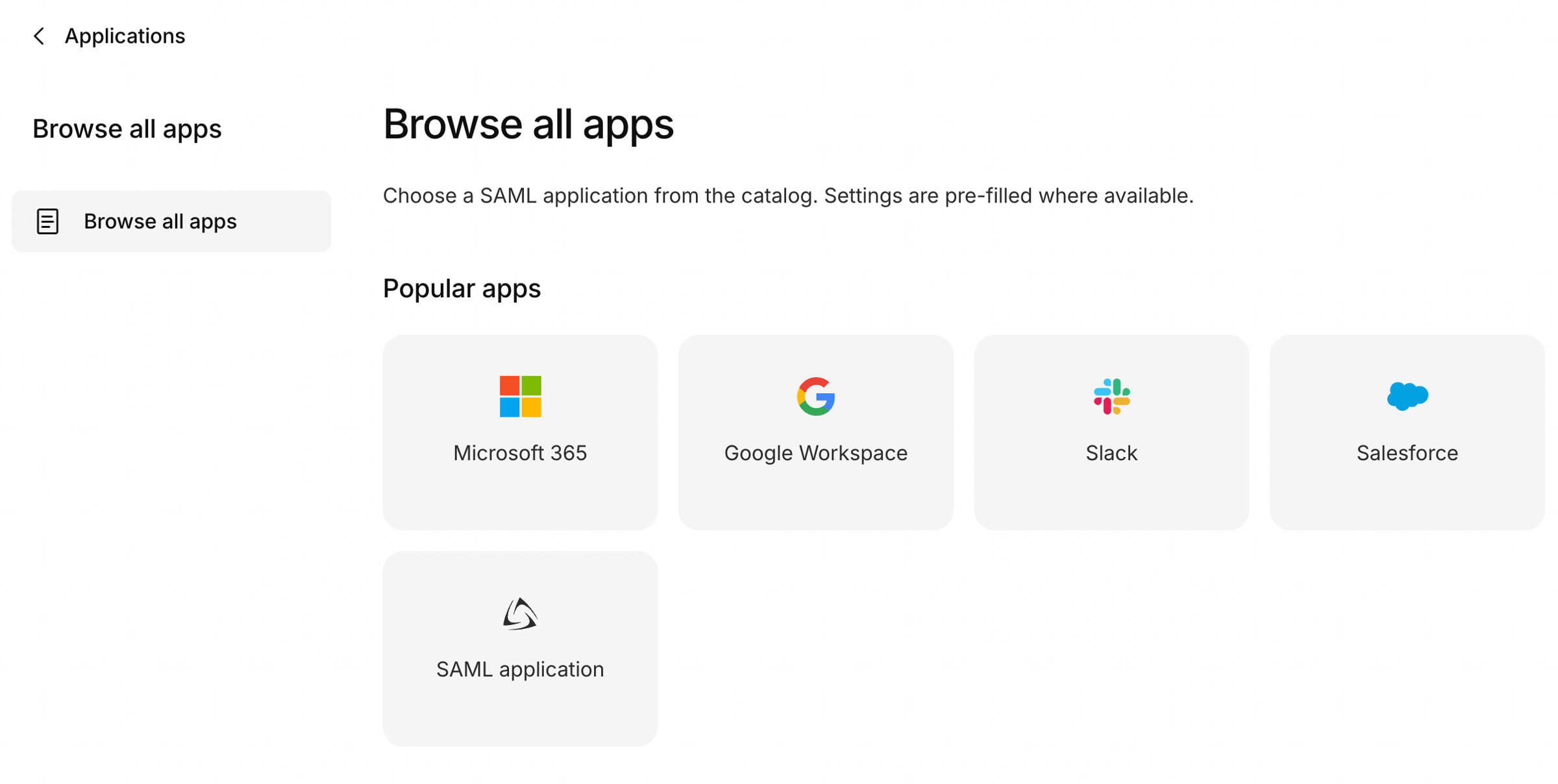 Add application button on the Workforce identity tab in Kinde