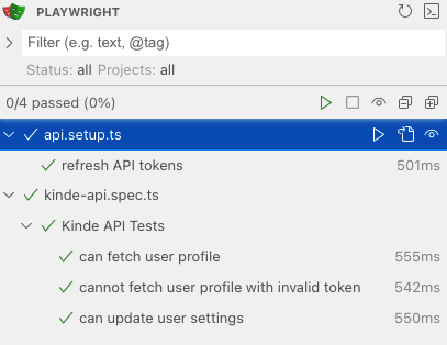 Playwright API tests passed