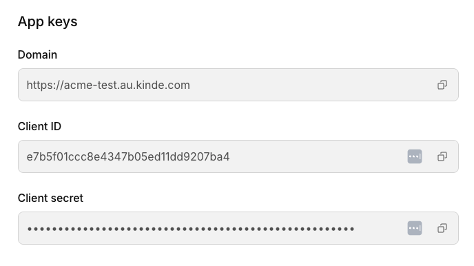 app keys in kinde