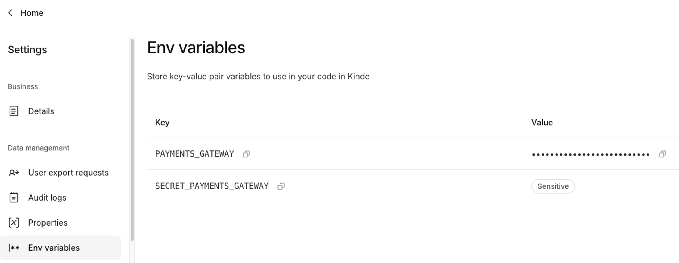environment variables