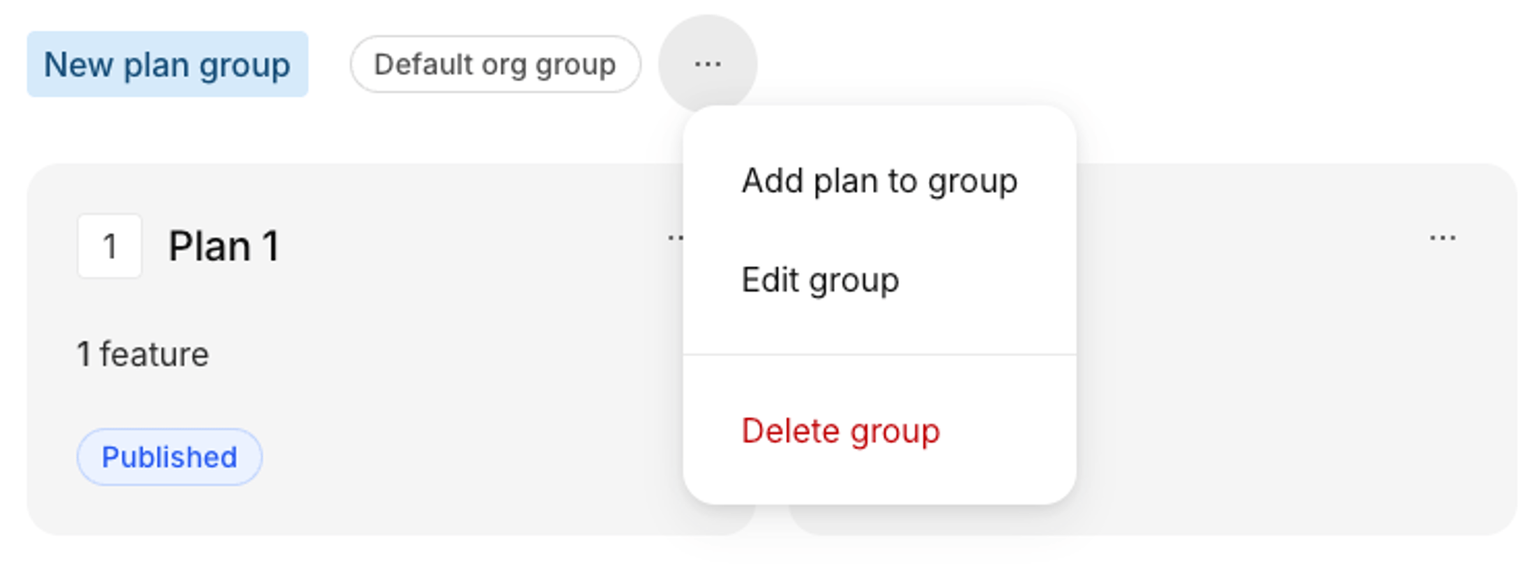 Plan group overflow menu