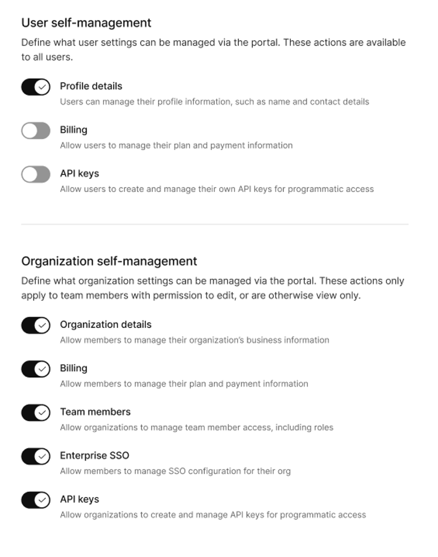 Self-serve portal settings in Kinde