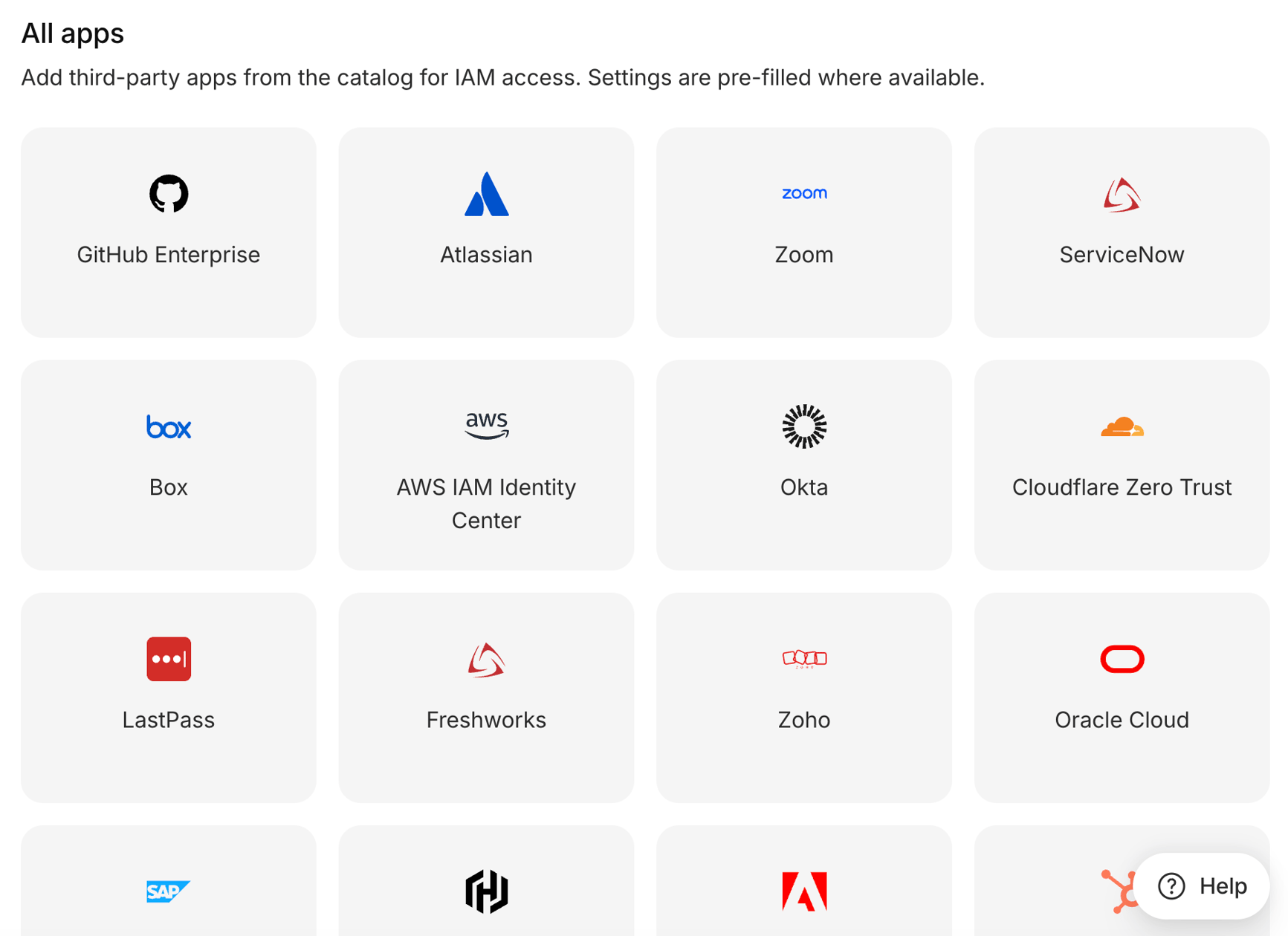 Workforce identity application catalog in Kinde