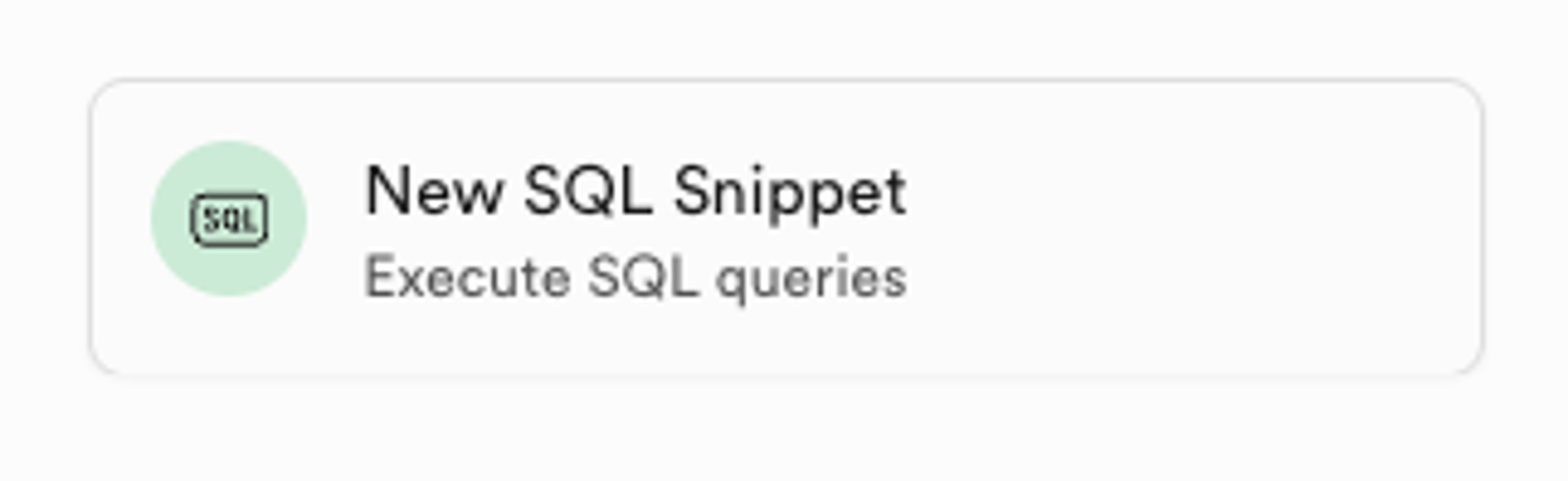 New SQL Snippet