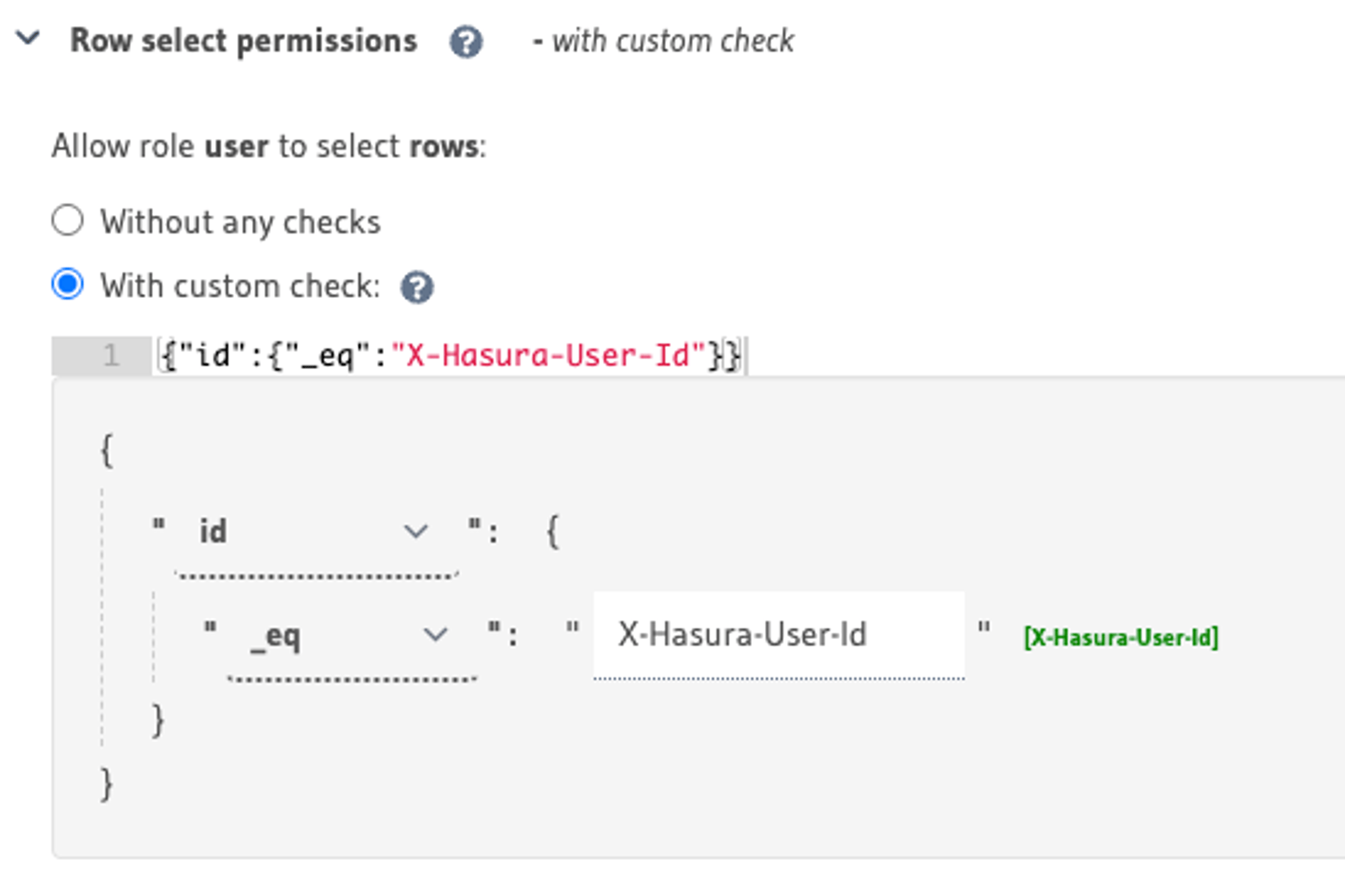 row select permissions