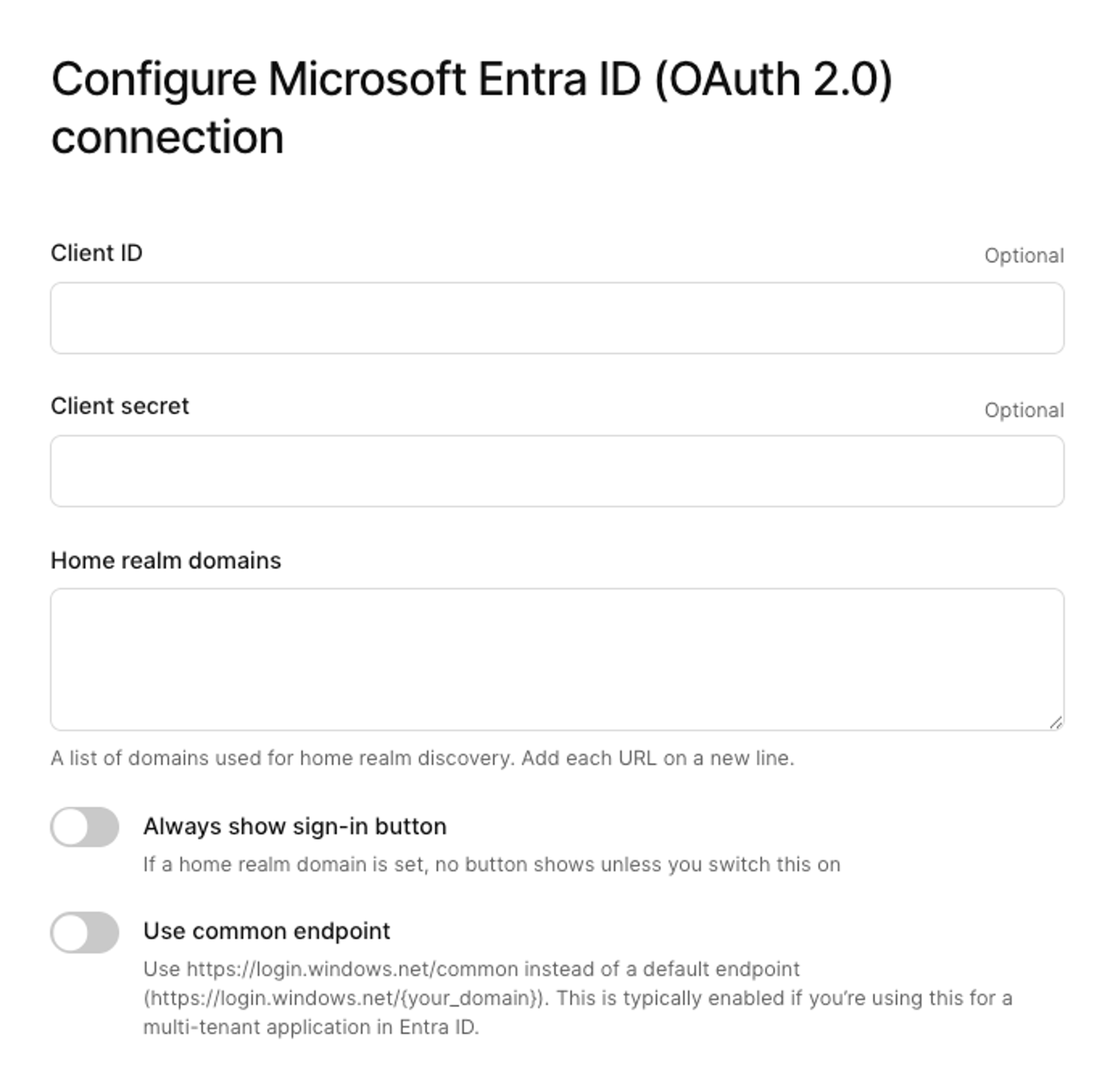 Configure screen