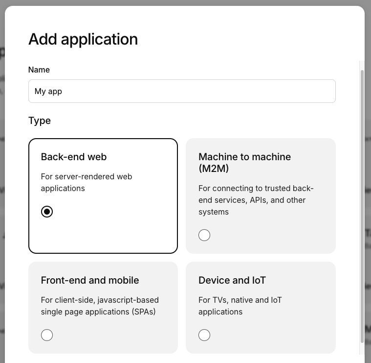kinde application types