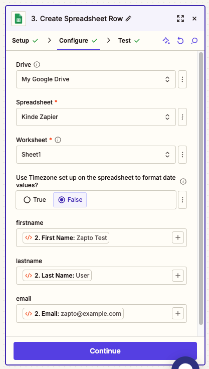 zapier google sheets